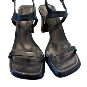 Vince Luella Womens Leather Ankle Strap Heels Black Sz 5.5 NEW w/ dust bag
